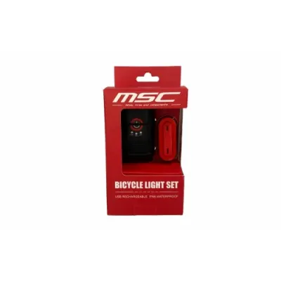 SET DE LUCES MSC LED DELANTERA 600 LUMENS BAT+TRASERA 50 LUMENS SET DE LUCES MSC LED DELANTERA 600 LUMENS BAT+TRASERA 50 LUMENS