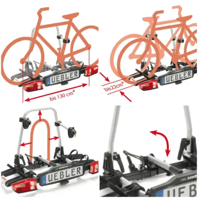 PORTABICICLETAS UEBLER P22 S PARA 2 BICICLETAS 90º