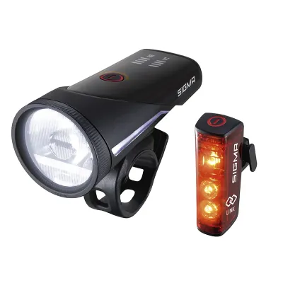 KIT LUCES SIGMA FARO DELANTERO AURA 100 + TRASERO BLAZE LINK