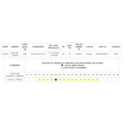 CUBIERTA GOODYEAR TRANSIT TOUR S3 700x50 / 28x2.0 RIGIDA