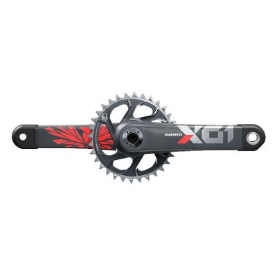 JUEGO BIELAS/PLATO SRAM X01 EAGLE X-SYNC2 148 BOOST DUB DM 165 mm 32D 12V CARBONO LUNAR/ROJO SIN CAZOLETAS