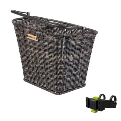 CESTA DELANTERA CON ASA BASIL BREMEN RATAN LOOK KF + SOPORTE KF HANDLEBAR HOLDER