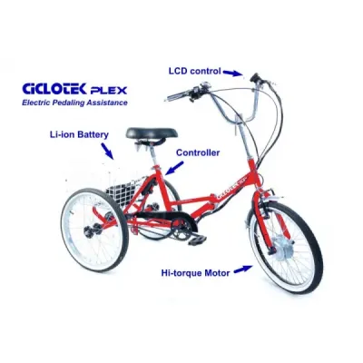 TRICICLO ELECTRICO PLEGABLE CICLOTEK PLEX ROJO