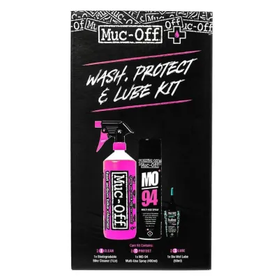 KIT MUC-OFF WASH PROTECT AND LUBE (BIKE CLEANER 1L.+MO94+WET LUBE) KIT MUC-OFF WASH PROTECT AND LUBE (BIKE CLEANER 1L.+MO94+WET LUBE)