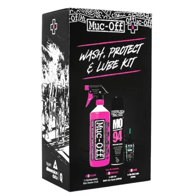 KIT MUC-OFF WASH PROTECT AND LUBE (BIKE CLEANER 1L.+MO94+WET LUBE) KIT MUC-OFF WASH PROTECT AND LUBE (BIKE CLEANER 1L.+MO94+WET LUBE)