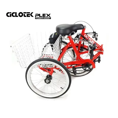 TRICICLO ELECTRICO PLEGABLE CICLOTEK PLEX ROJO